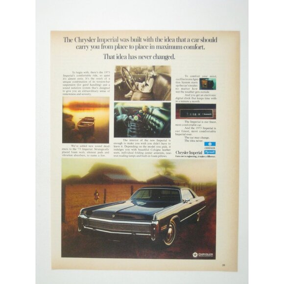 1973 Chrysler Imperial Car Vintage Print Ad Automotive Memorabilia Classic - Picture 1 of 2